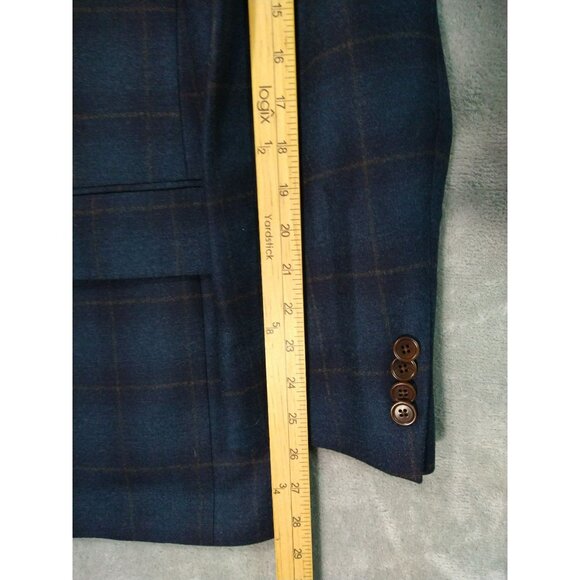 Williams and Kent Blazer Mens 46R Blue Plaid Two Button Wool Sport Coat Jacket - Picture 6 of 10